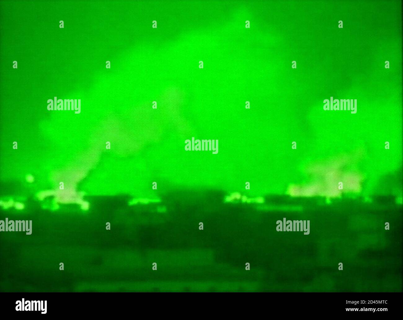 Fires Light Up The Night Sky As Seen Through A Television Night Vision Device As U S Forces Pounded Sections Of The Golan District In The Iraqi City Of Falluja April 27 04