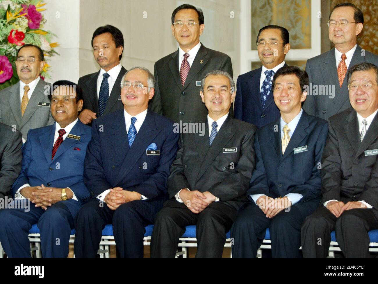 Malaysian Prime Minister Abdullah Ahmad Badawi And His Deputy Najib Razak Pose With Cabinet Ministers In Putrajaya Malaysian Prime Minister Abdullah Ahmad Badawi Front C And His Deputy Najib Razak Front 2nd