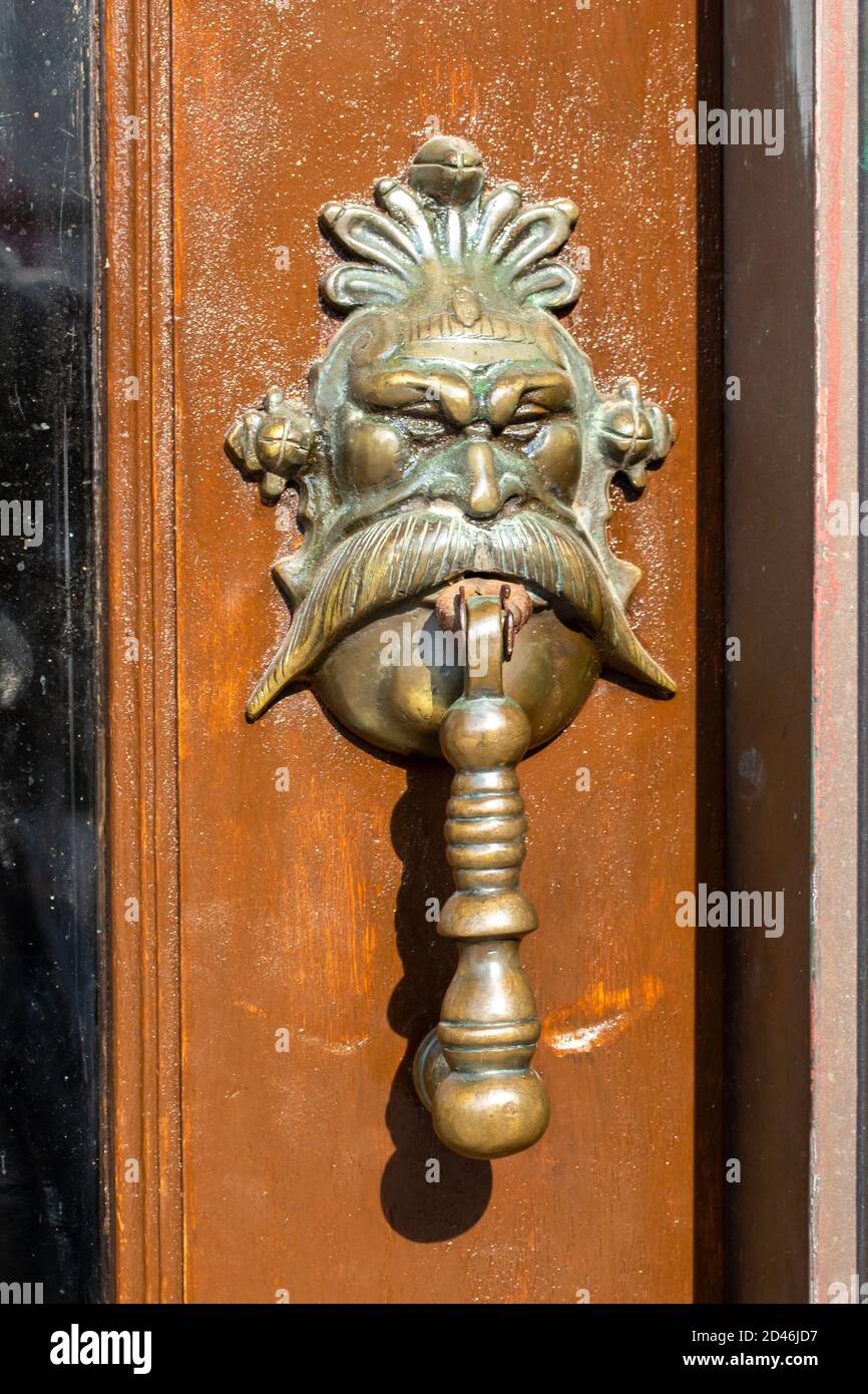 Door with Black Angry Scary Monster Face. Stock Image - Image of