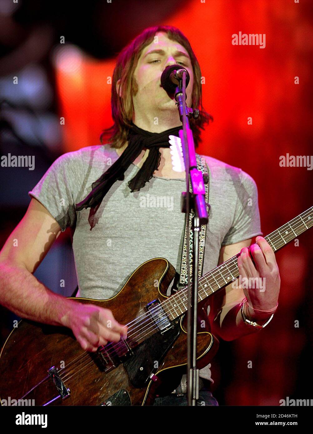 US rock band King of Leon singer Caled performs in the Rock in Rio festival  held in Lisbon May 30, 2004. The Rock in Rio Festival started Friday night  and will feature