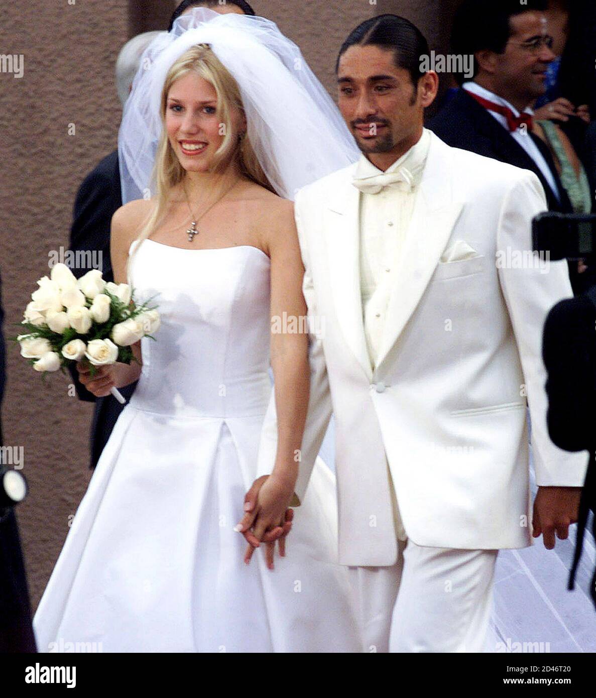 Chilean Tennis Star Marcelo Rios 25 And Costa Rica S Giuliana Sotela 17 Leave A Church After