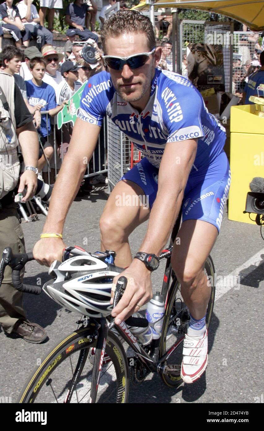 ZANINI OF ITALY IS PREPARES FOR THE START OF THE 12TH STAGE OF THE TOUR ...