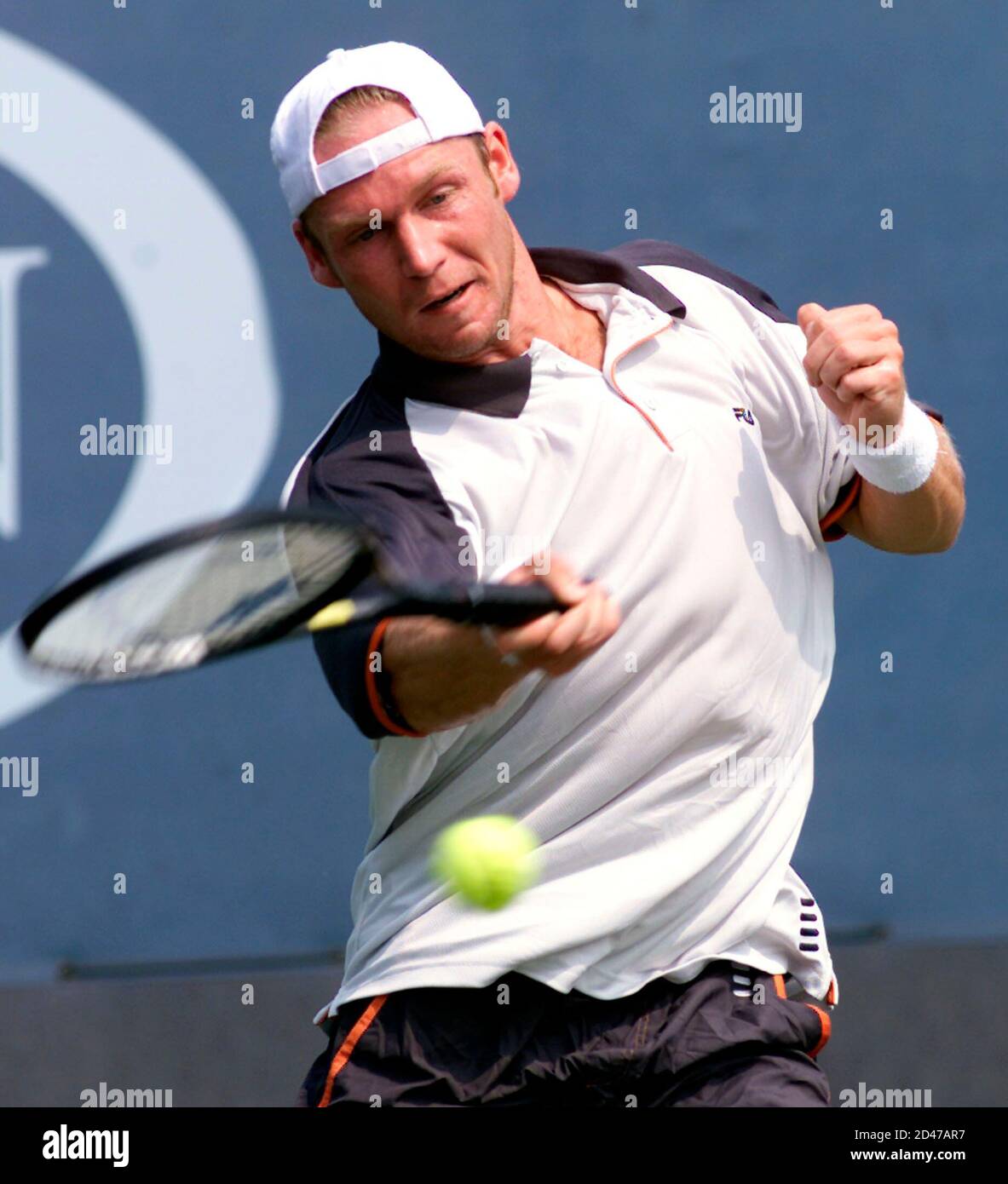 Rainer Schuttler of Germany returns to Nicolas Kiefer of Germany during the  U.S. Open Tennis Championship,