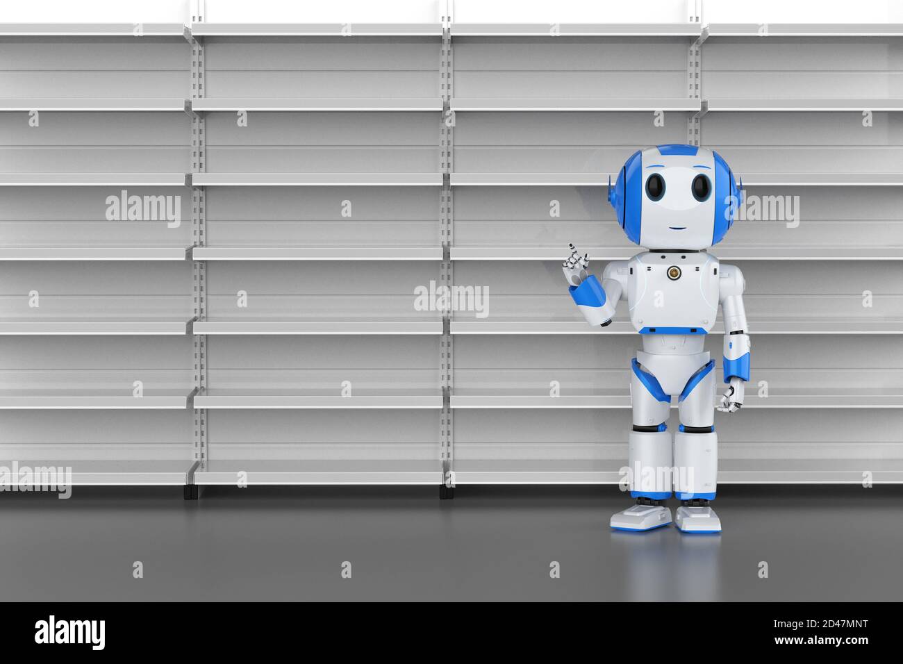 Automatic warehouse concept with 3d rendering automation robot work in ...