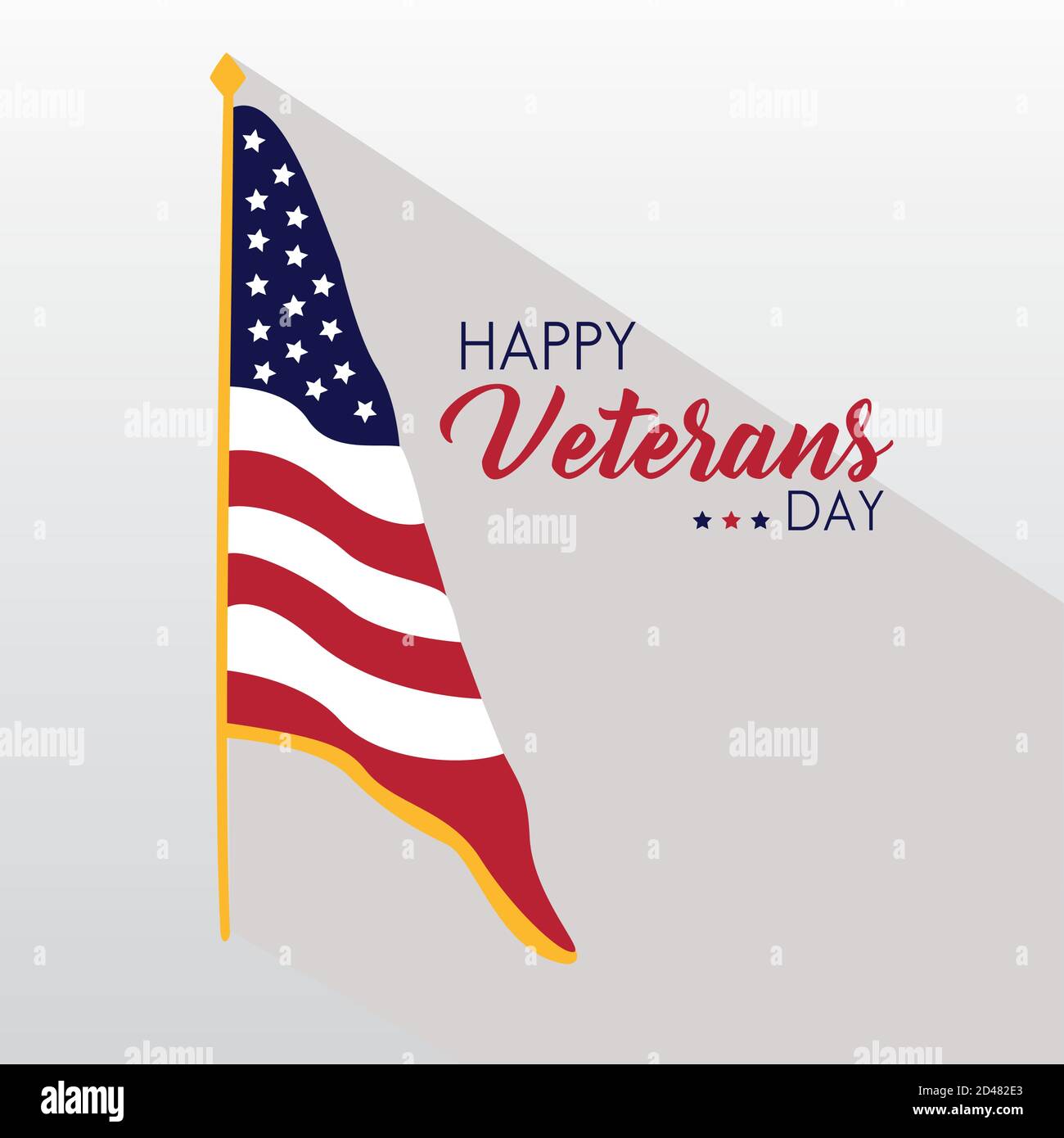 happy veterans day lettering with usa flag in pole vector illustration ...