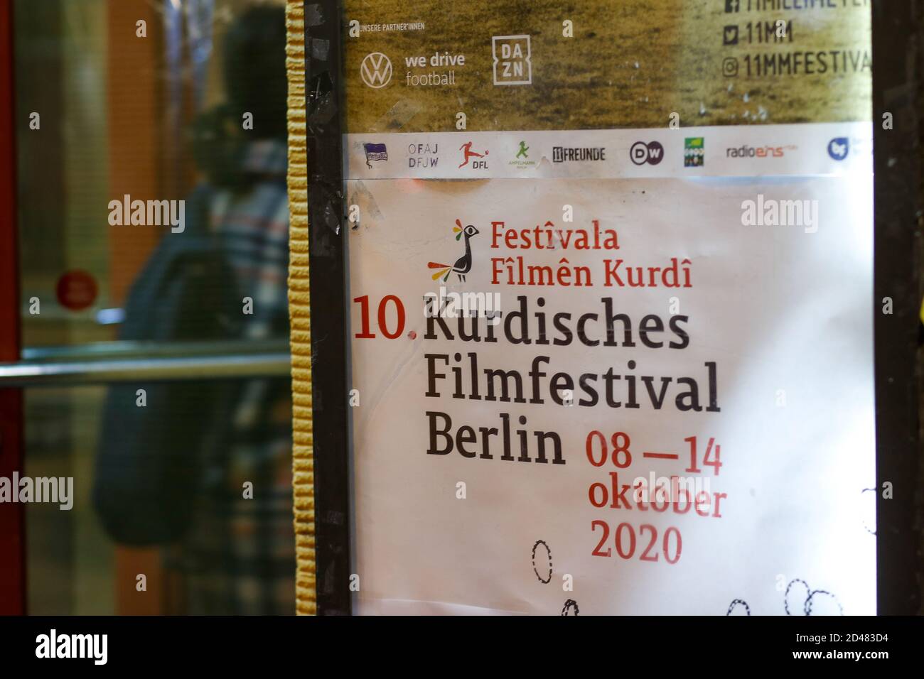 Berlin, Germany. 08th Oct, 2020. The poster of the opening of the 10th Kurdish Film Festival in the Babylon cinema. Credit: Gerald Matzka/dpa-Zentralbild/ZB/dpa/Alamy Live News Stock Photo