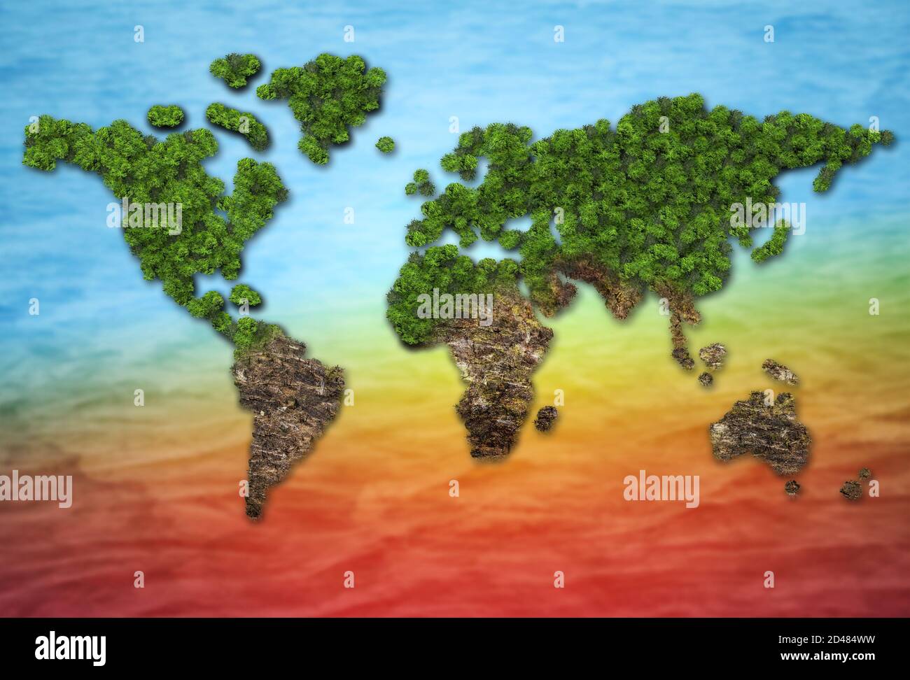 Forest in a shape of world - deforestation and global warming concept Stock Photo