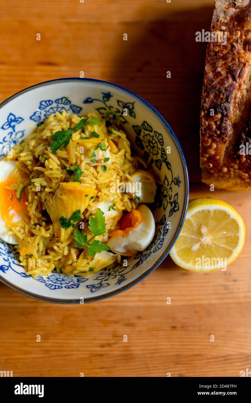 Smoked Haddock Kedgeree Stock Photo