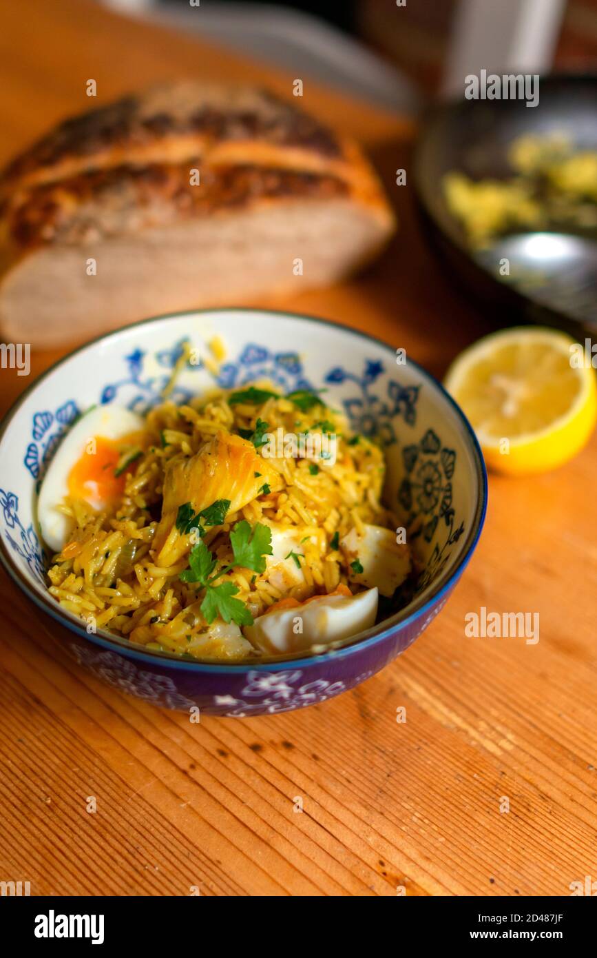 Smoked Haddock Kedgeree Stock Photo Alamy