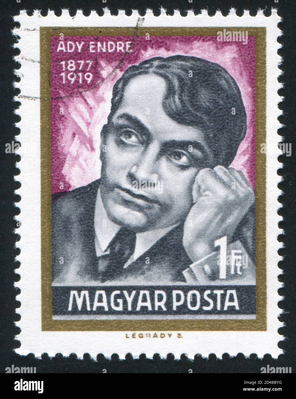 HUNGARY - CIRCA 1969: stamp printed by Hungary, shows Endre Ady, circa 1969 Stock Photo