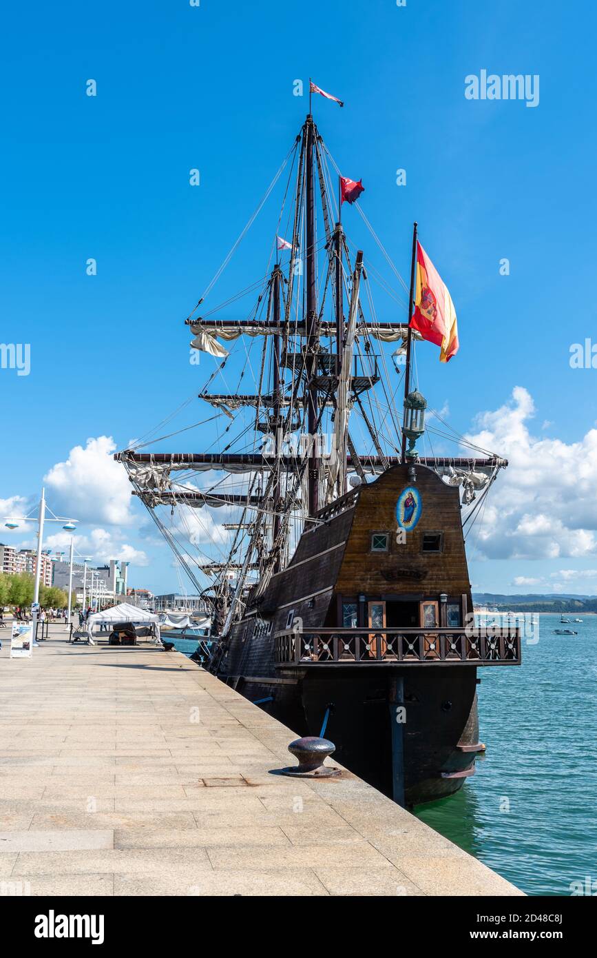 Santander, Spain - 13 September 2020: Andalucia Galleon, 17th Century Spanish Galleon Replica Stock Photo