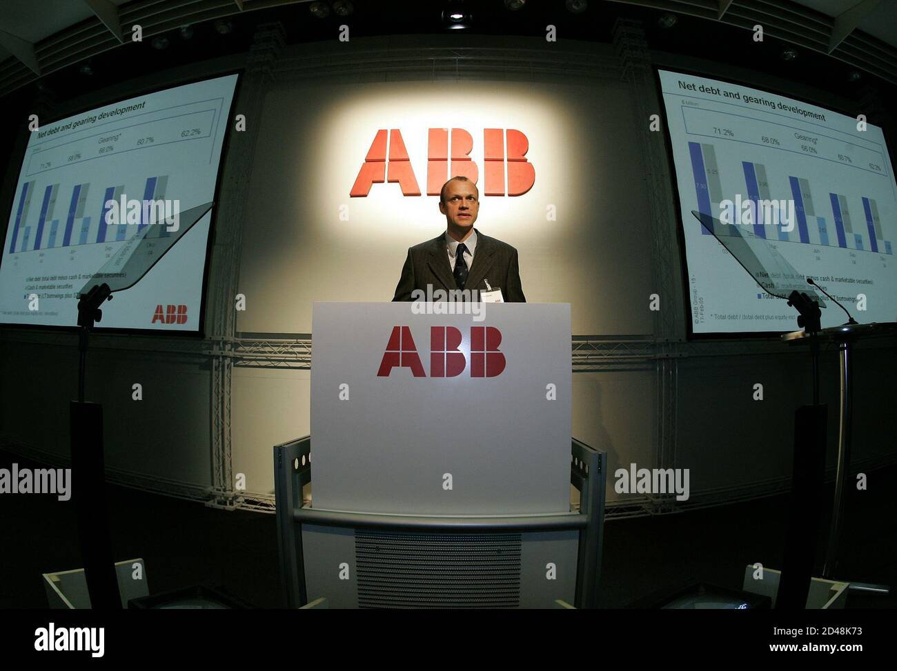 Chief Executive Of Swiss Engineering Firm Abb Fred Kindle Addresses A News Conference On The 2004 Annual Results At The Abb Corporate Research Center In Daettwil Near Zurich February 17 2005 Abb