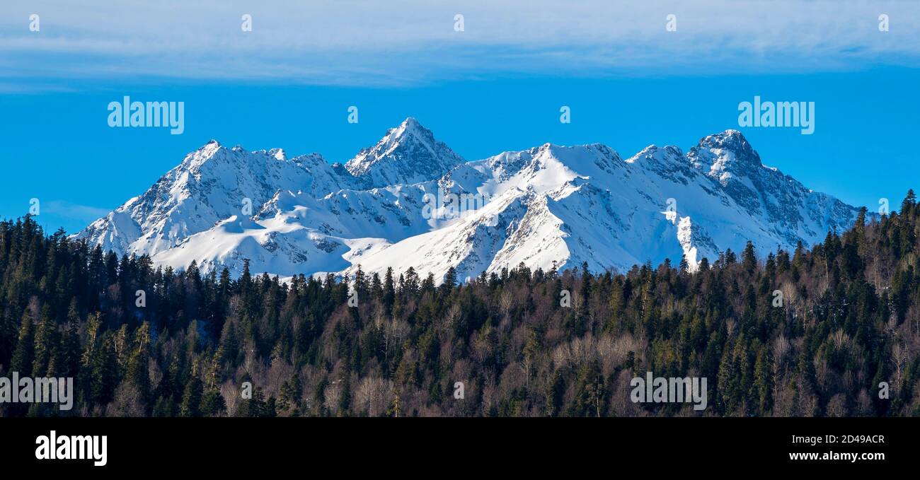 Beautiful panoramic view of the mountains. Arkhyz, Karachay-Cherkessia Stock Photo