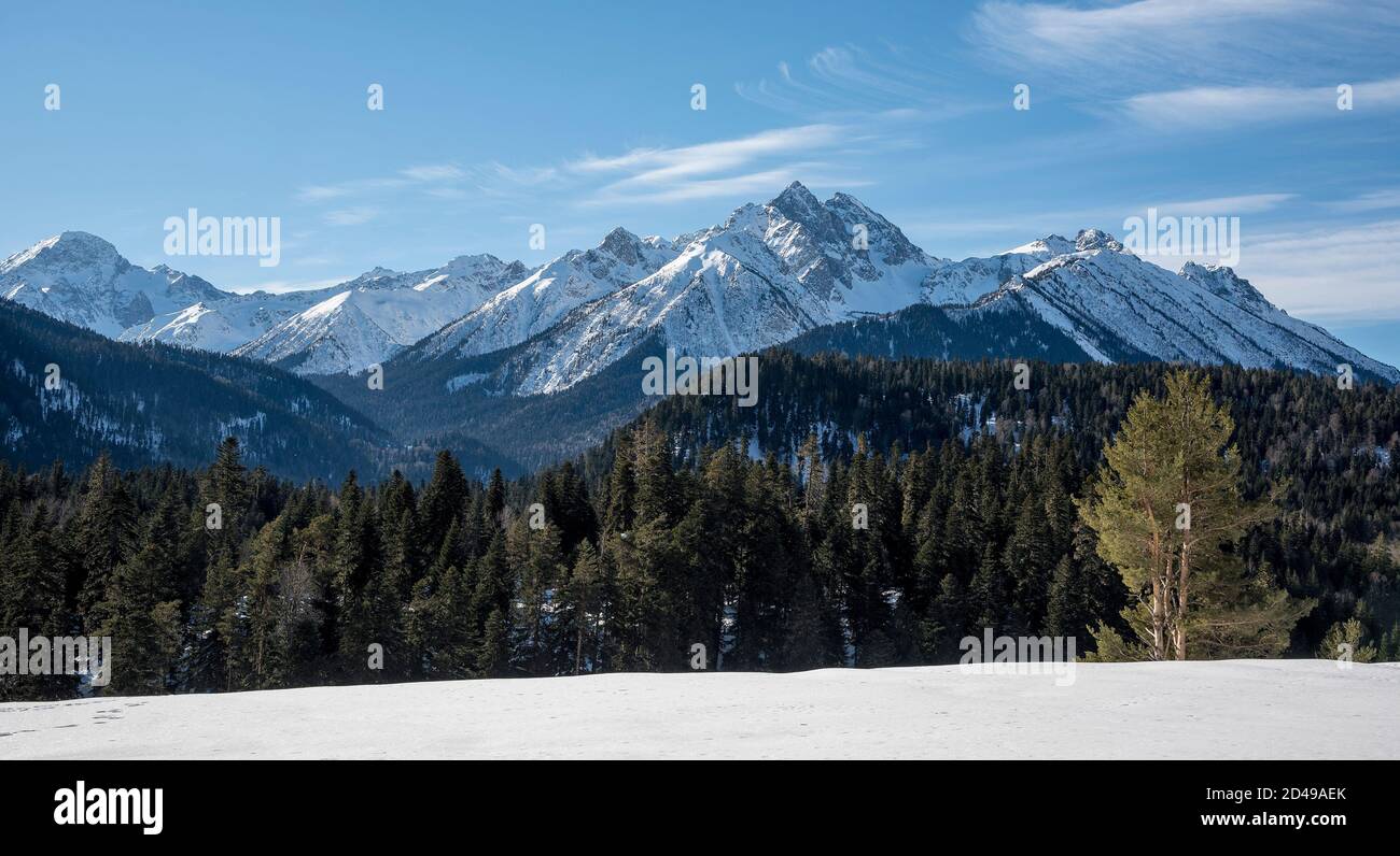 Beautiful winter landscape. Arkhyz, Karachay-Cherkessia Stock Photo