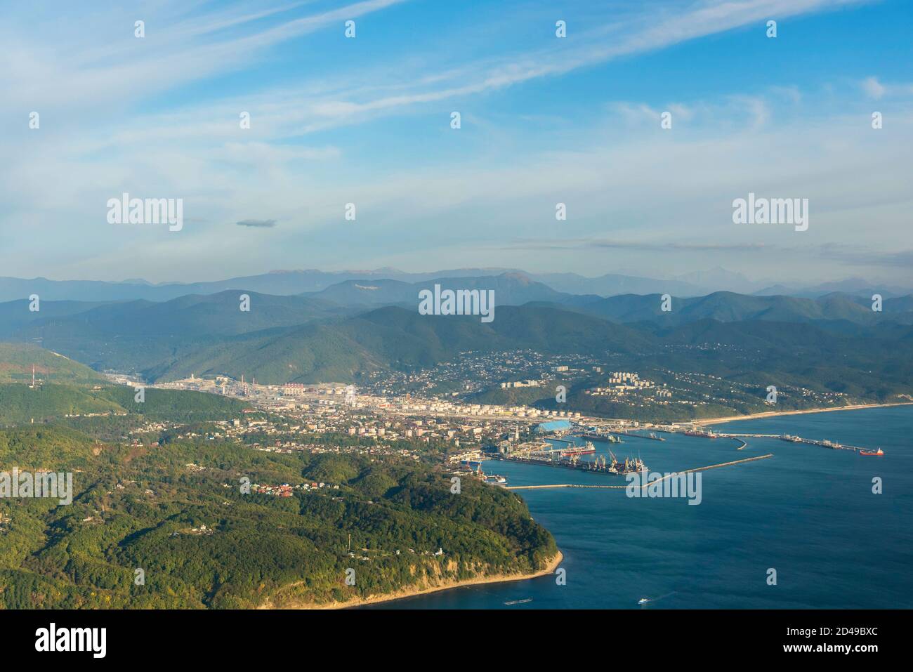 Aerial view of Tuapse city, Russia Stock Photo