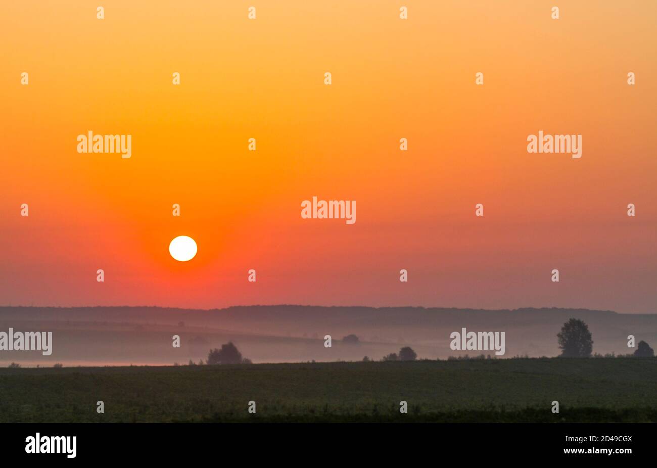 Beautiful sunrise in the field on a summer morning Stock Photo - Alamy