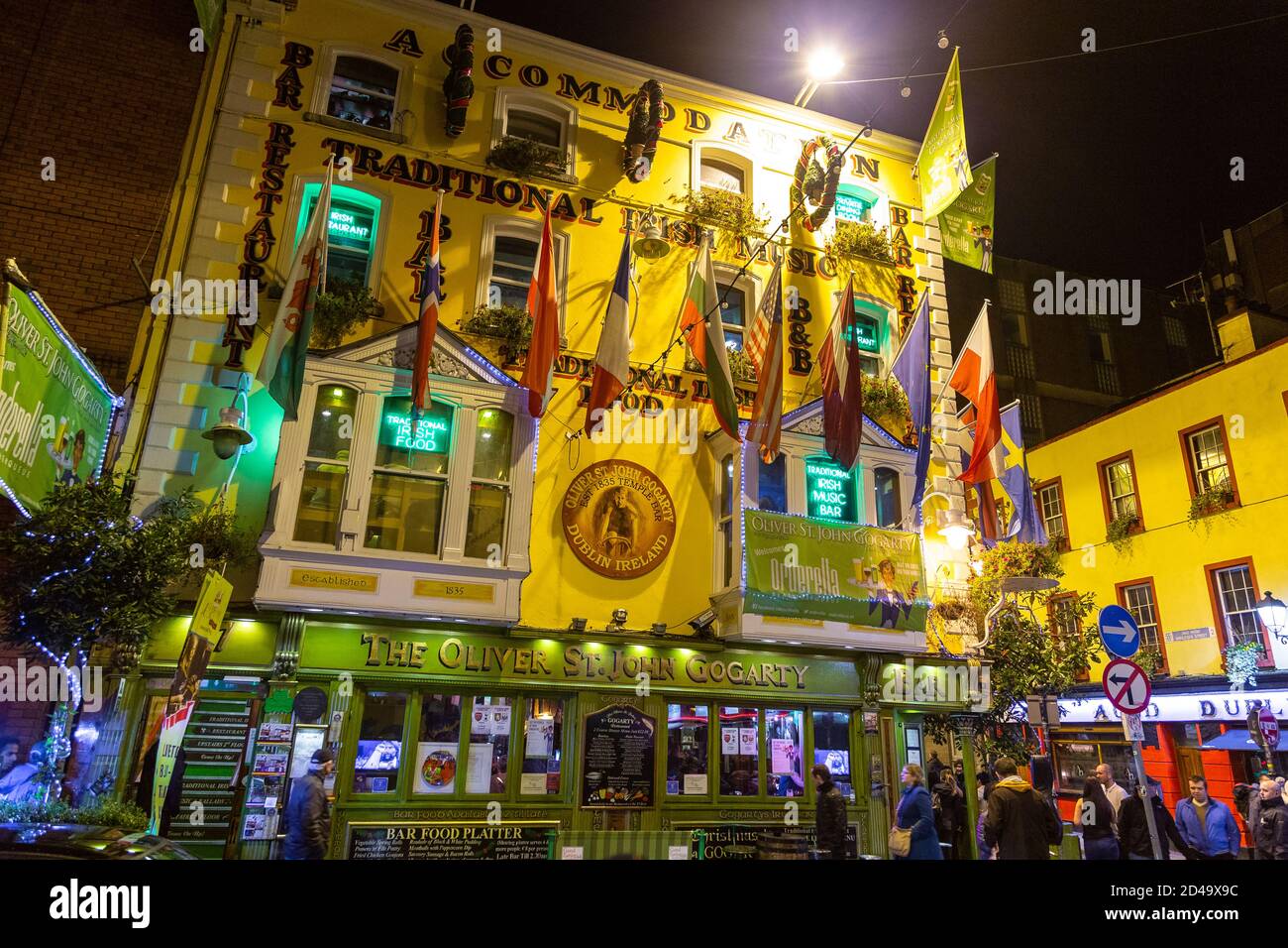 Dublin, Ireland 08 November 2015 Nightlife at popular historical part of the city Temple Bar