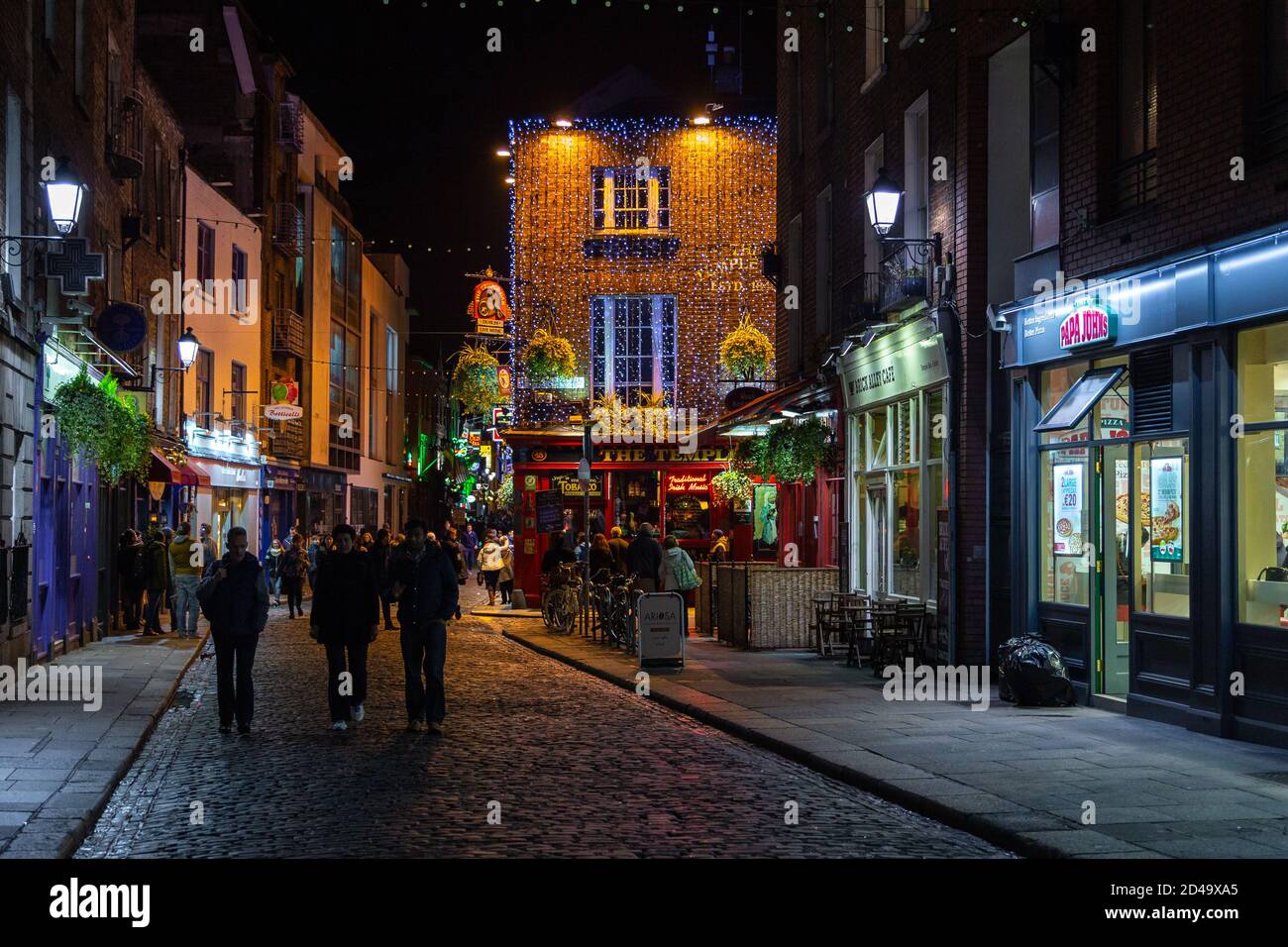 Dublin, Ireland 08 November 2015 Nightlife at popular historical part of the city Temple Bar