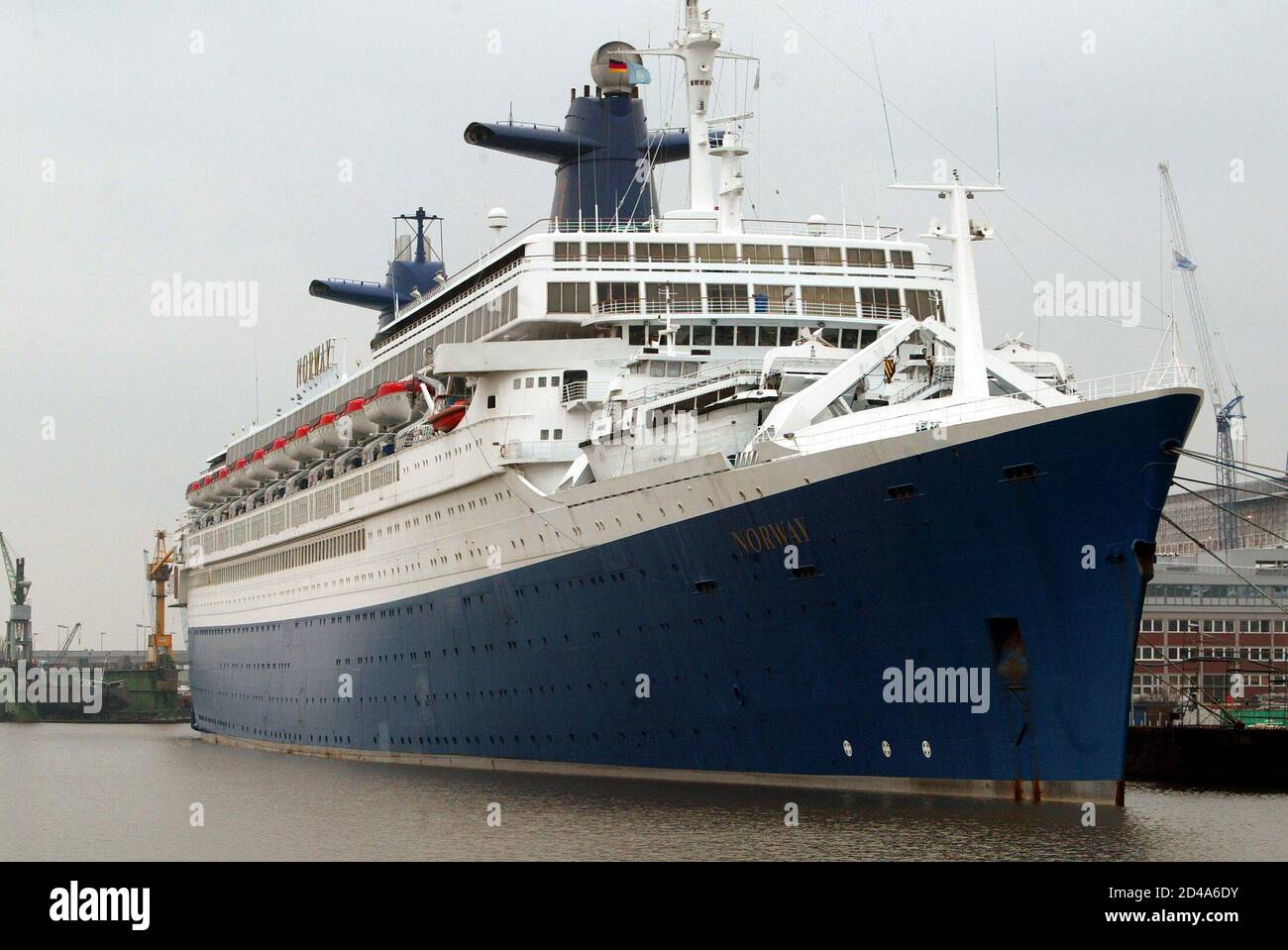 Cruise Liner Ss Norway Is Tied Up On A Mooring Of The Shipyard Lloyd Werft In Bremerhaven On The German North Sea Coast February 26 2005 The Vessel Continues To Be Owned