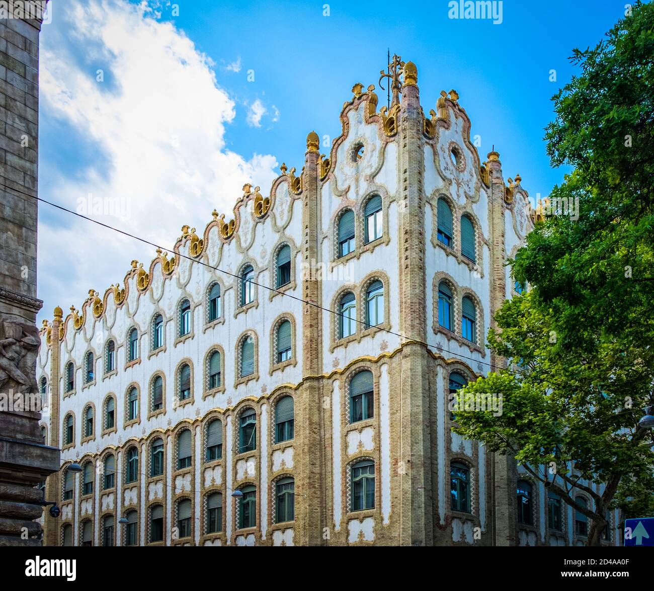 Budapest, Hungary, Aug 2019, upper part of the Postal Savings Bank building Stock Photo
