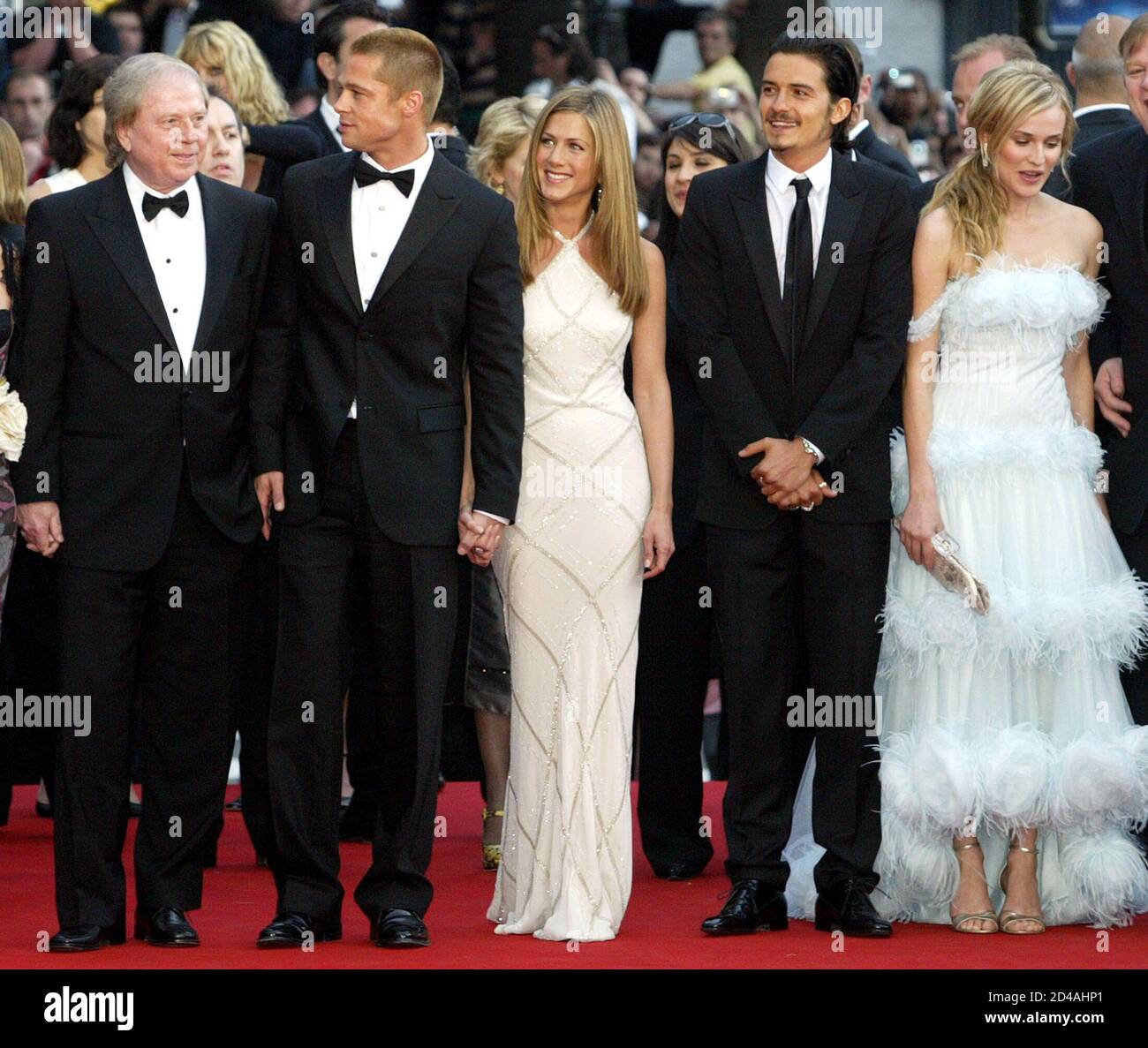 Brad pitt arrives with his wife jennifer aniston hi-res stock
