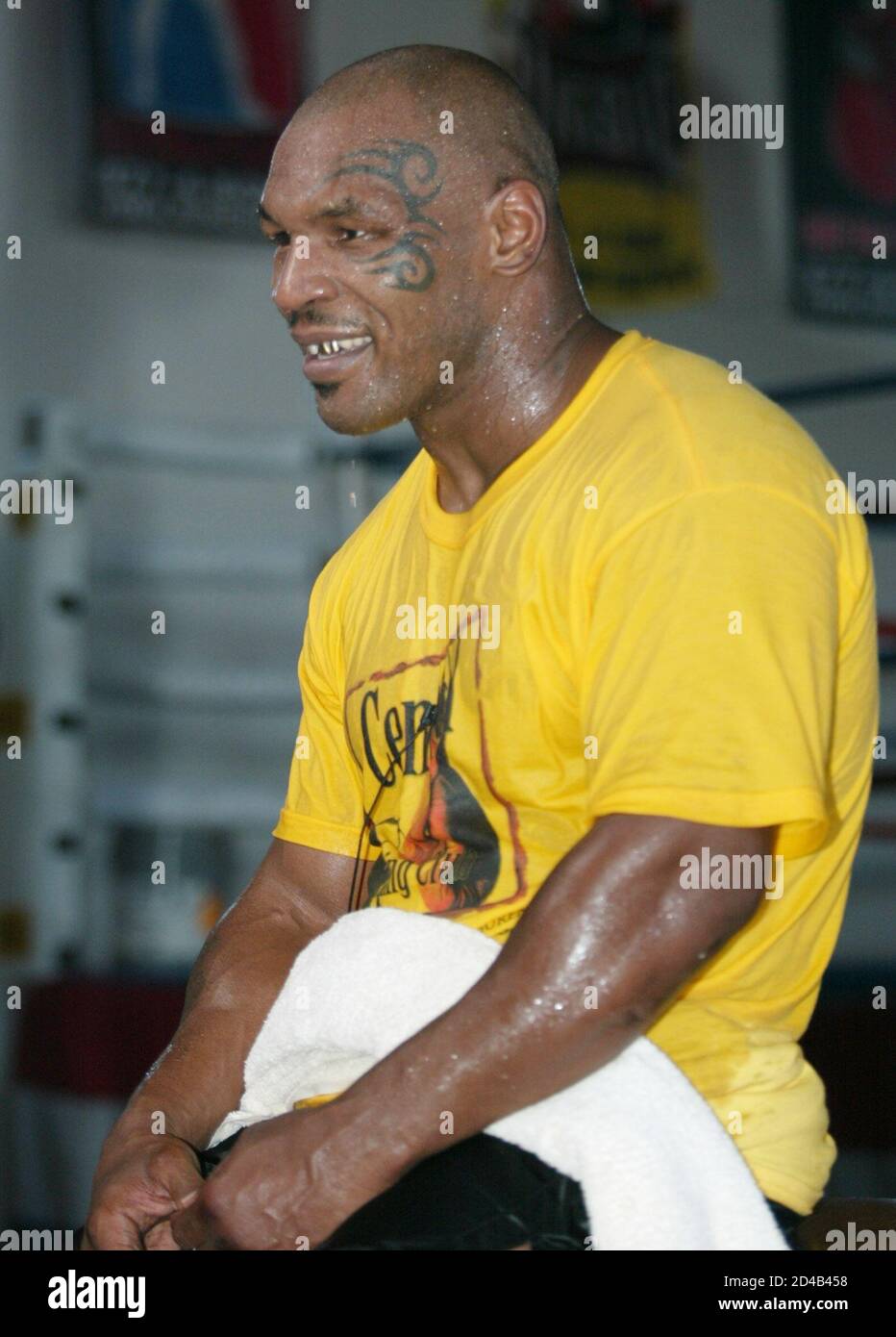 Former Heavyweight Champion Mike Tyson Takes A Break During His Training Camp At The Central Boxing Gym In Phoenix Arizona On July 14 2004 Tyson Will Fight Danny Williams From London England On July