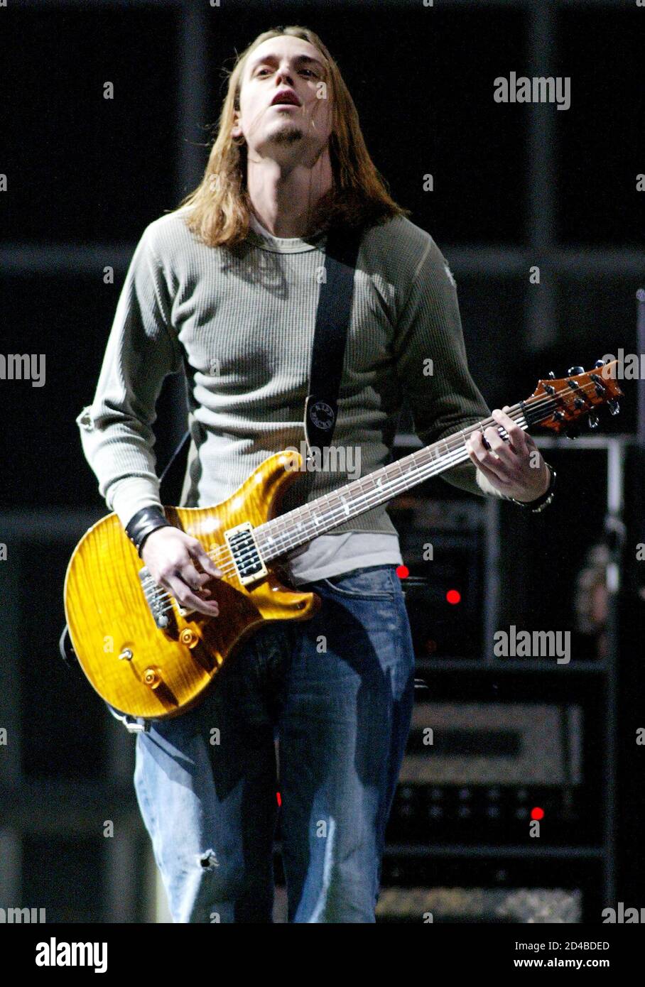 Puddle of Mudd guitarist Paul Phillips performs the song "She Hates Me" at  the 2002 Billboard Music Awards at the MGM Grand Garden Arena in Las Vegas,  Nevada December 9, 2002. The