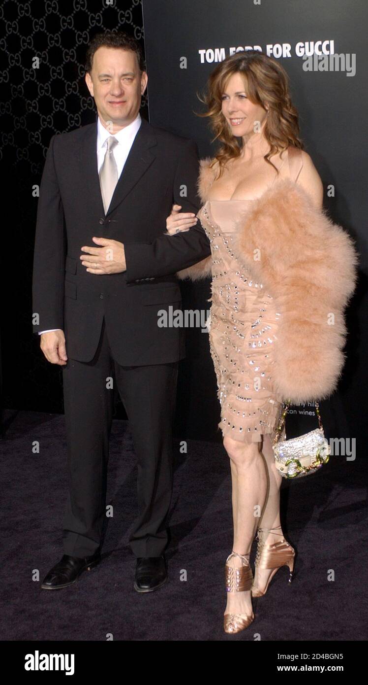 Actors Tom Hanks and wife Rita Wilson arrive to the Rodeo Drive Walk of  Style Honoring Tom Ford in Beverly Hills, California, March 28, 2004. Ford  was honored for his contributions to
