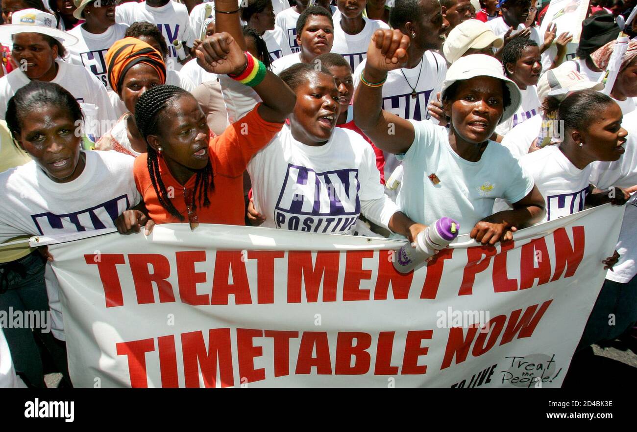 Aids Activists Protest Against The Slow Roll Out Of Anti Retroviral Drugs By The South African Government In Cape Town November 4 2004 The March Attended By About 2 000 People Was Called By The