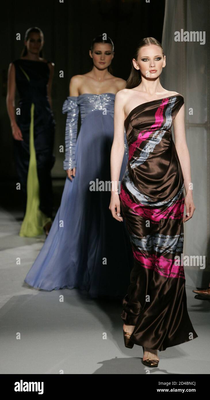 Models present creations by Dominique Sirop during Fall-Winter 2006 women's haute  couture collection in Paris. Models present creations by Dominique Sirop  during his Fall-Winter 2006 women's haute couture collection in Paris, July