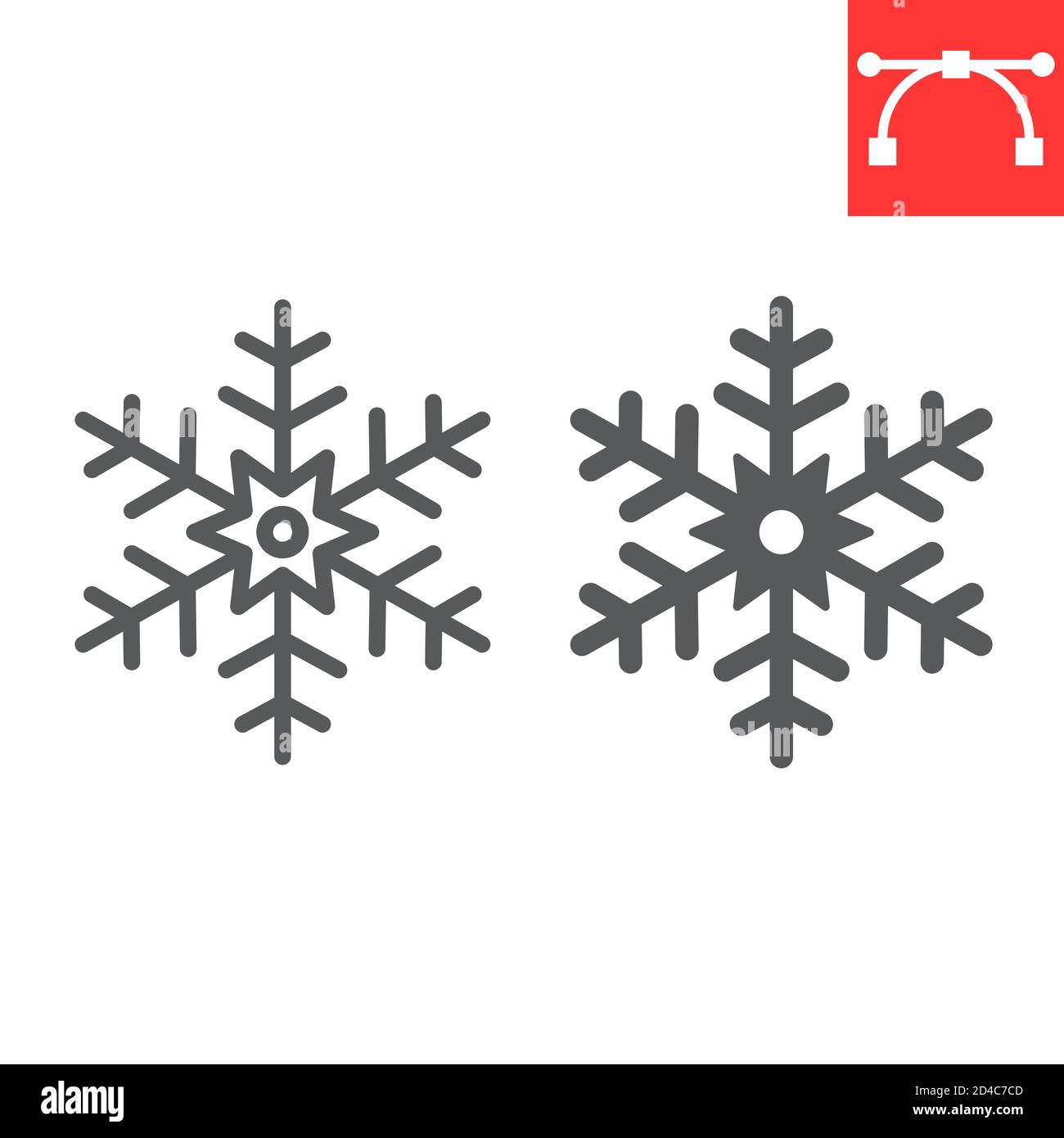 Snowflake line and glyph icon, merry christmas and frost, snow sign ...