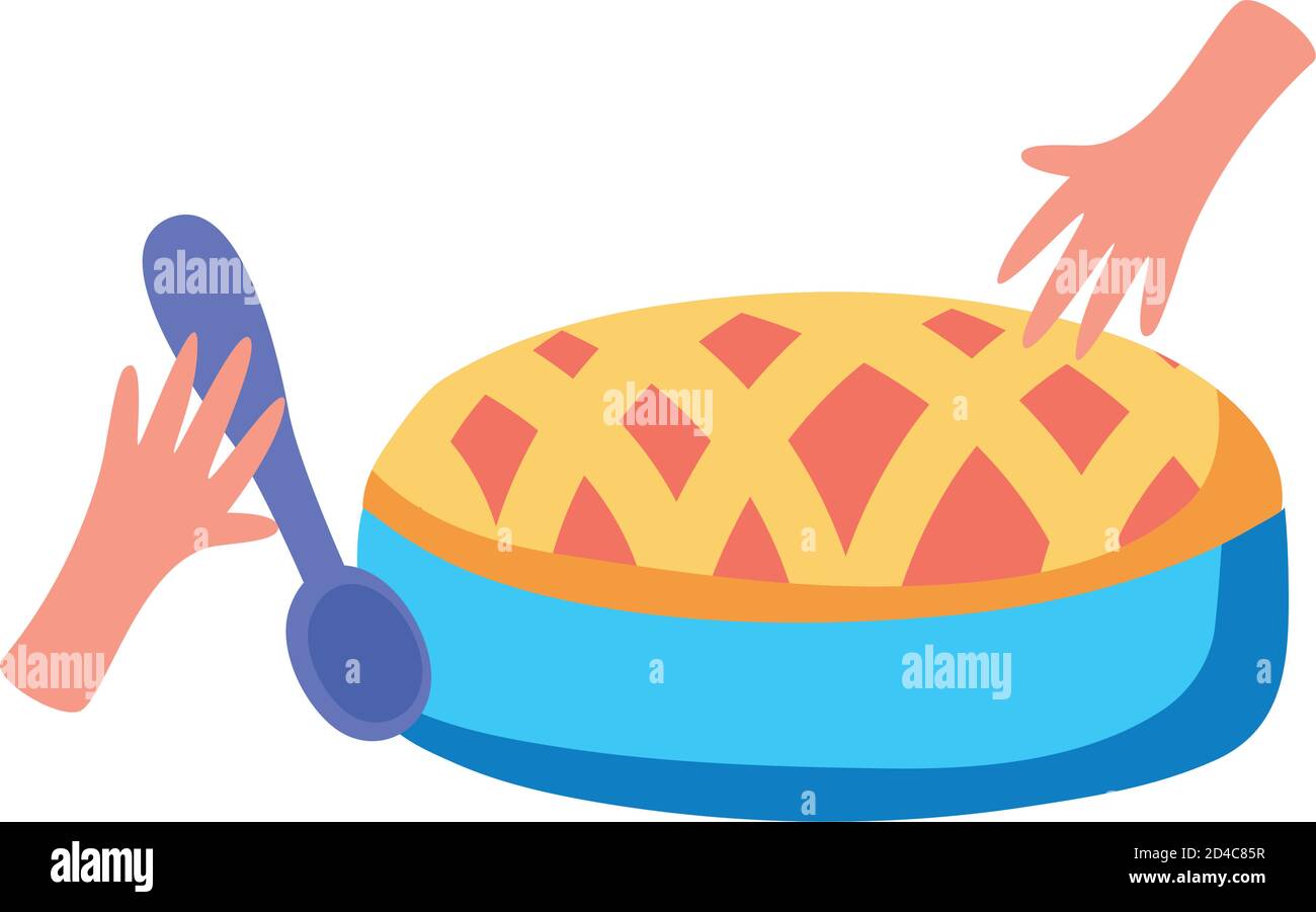 hands with delicious sweet pie isolated icon vector illustration design ...