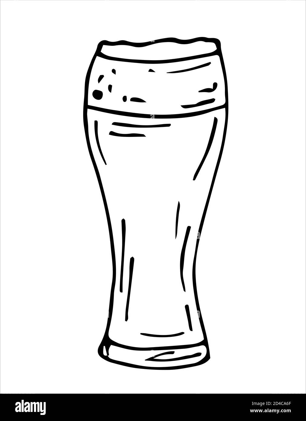 Glass of beer, outline,Vector illustration,hand drawn. Design for bar