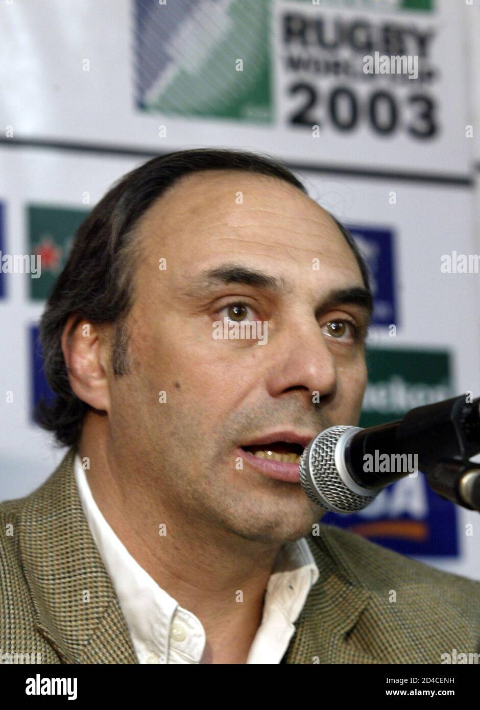 Marcelo Loffreda, coach of the Argentine rugby team Los Pumas, announces  the squad for the 2003 Rugby World Cup, in Buenos Aires, September 2, 2003.  The RWC involves 20 teams playing across