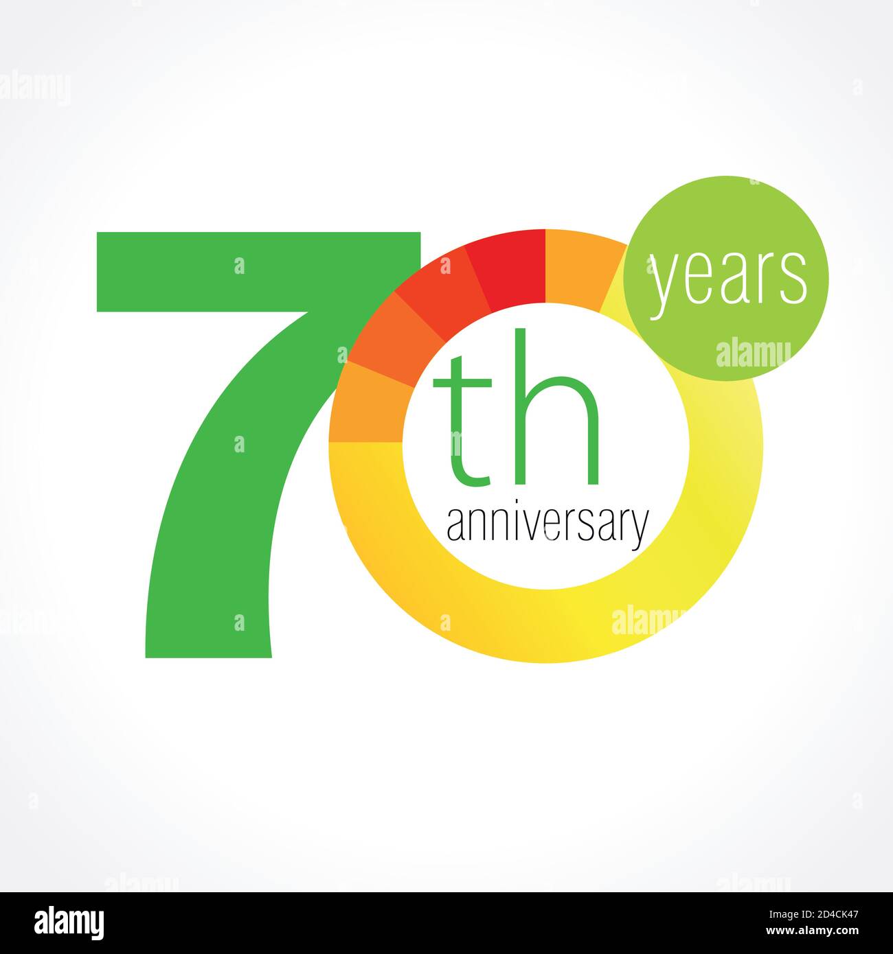 70 th anniversary numbers. 70 years old multicolored congrats. Congratulation logo concept. Isolated abstract graphic design template. Age digits. Stock Vector