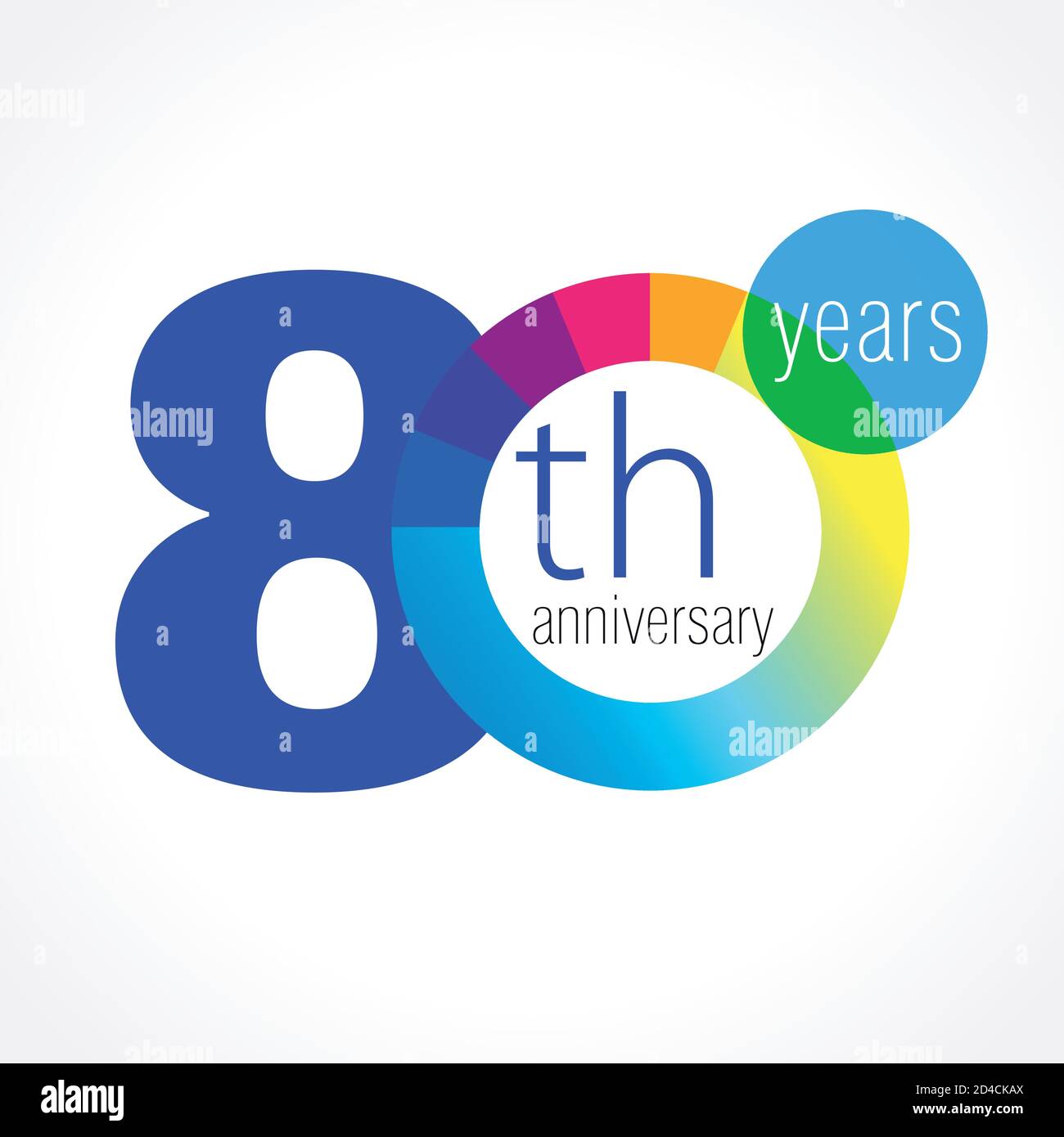 80 th anniversary numbers. 80 years old multicolored congrats. Cute congratulation concept. Isolated abstract graphic design template. Age digits. Stock Vector