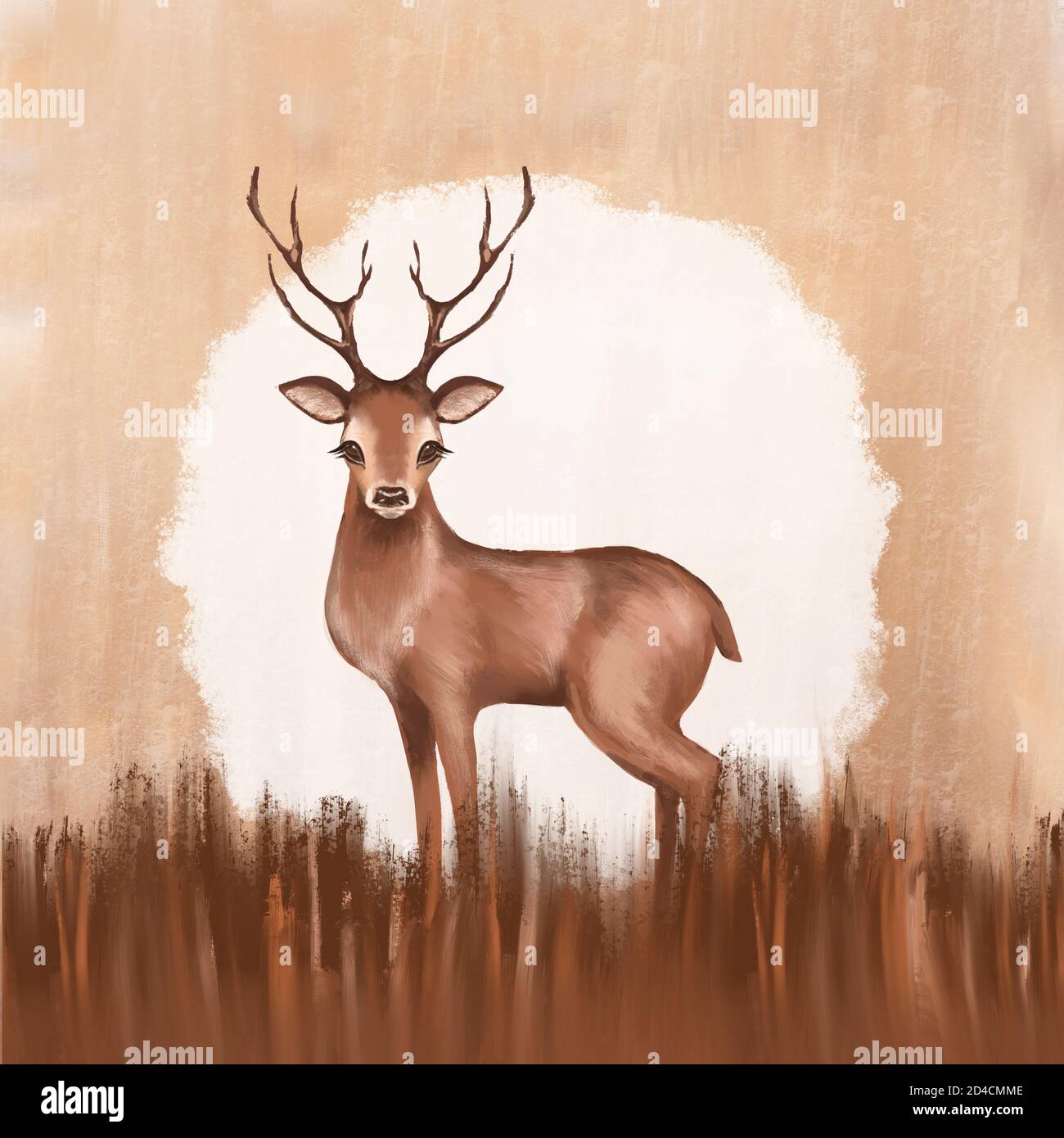 Cute illustration with deer. Forest animal Stock Photo