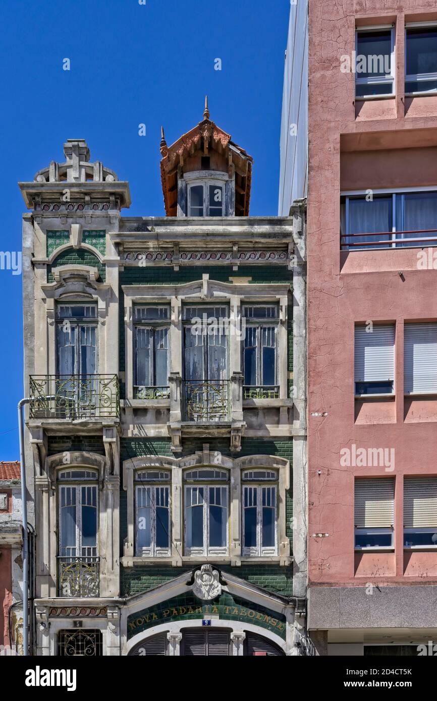 Ancient and modern buildings Republic Square, Caldas da Rainha, Estremadura, Portugal Stock Photo