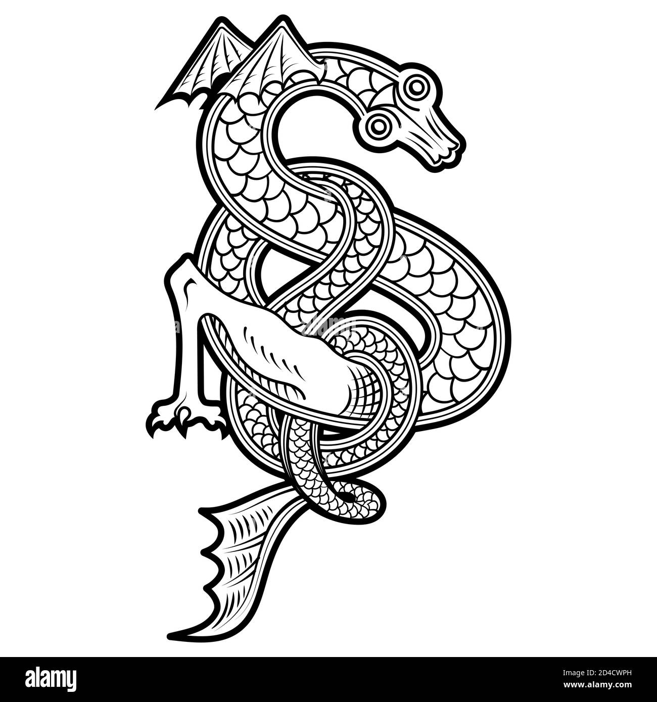 Vintage Dragon. Illustration in the Scandinavian Celtic style Stock Vector