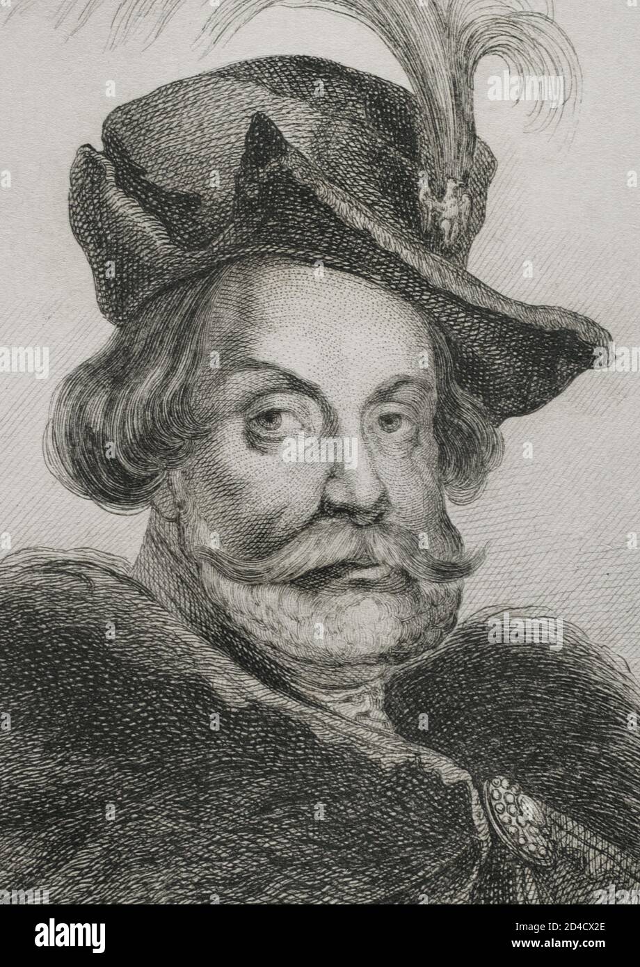 Wladyslaw IV Vasa (1595-1648). King of Poland (1632-1648). Grand Duke of Lithuania and titular king of Sweden. He was the eldest son of Sigismund III Vasa and Anna Habsburg of Austria. Portrait. Engraving by Lemaitre, Vernier and Massard. History of Poland, by Charles Foster. Panorama Universal, 1840. Stock Photo
