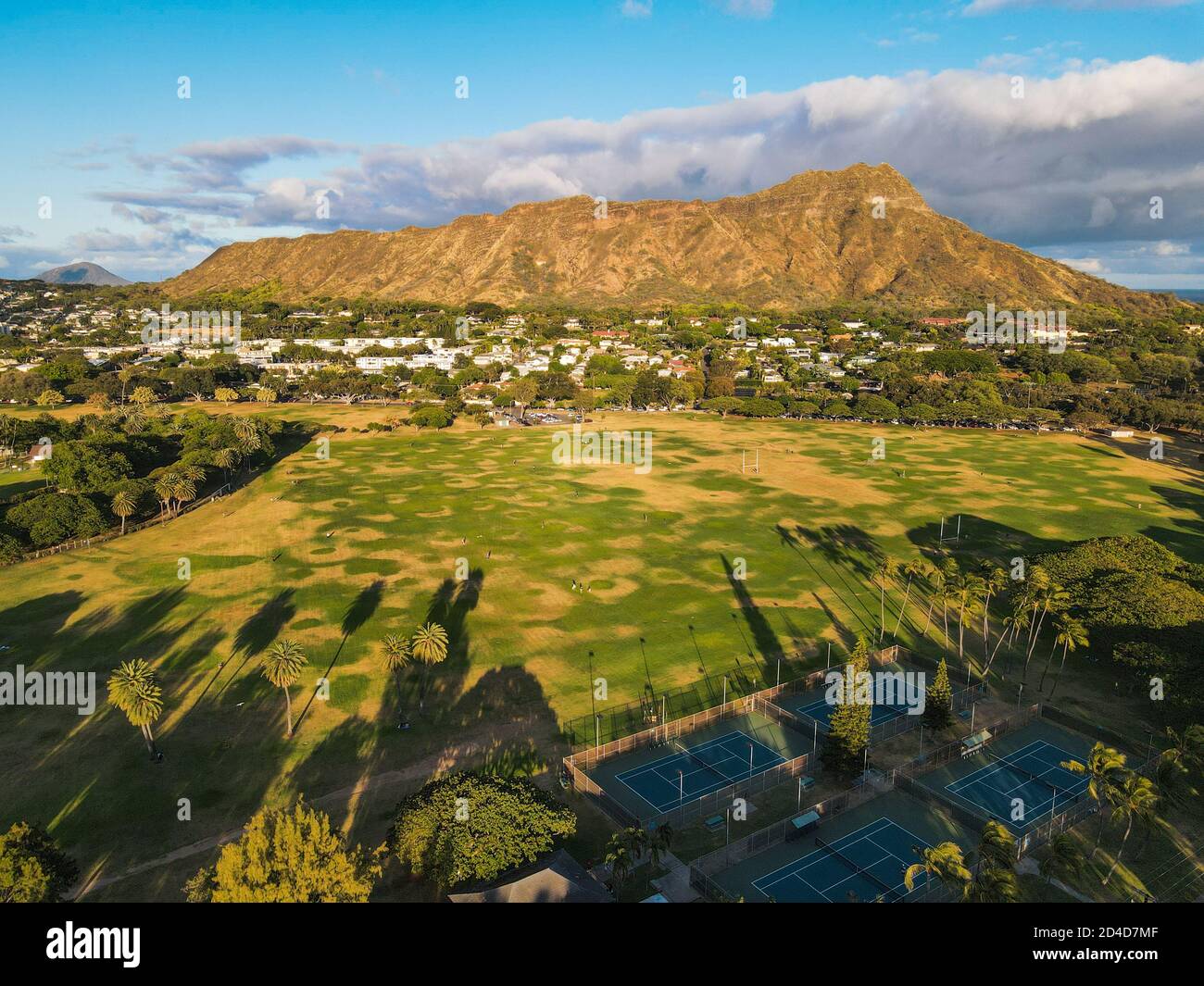 Aerial Tennis court in the park，Honolulu, Oahu, Hawaii Stock Photo Alamy