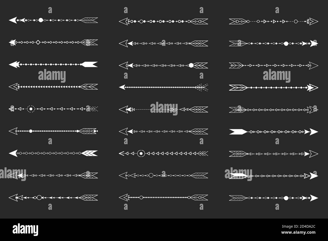Vector set of decorative arrows on a black background Stock Vector ...