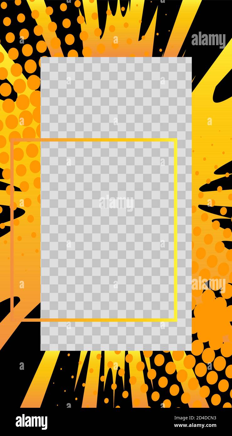 Comic book style story vector template. Editable social media photo