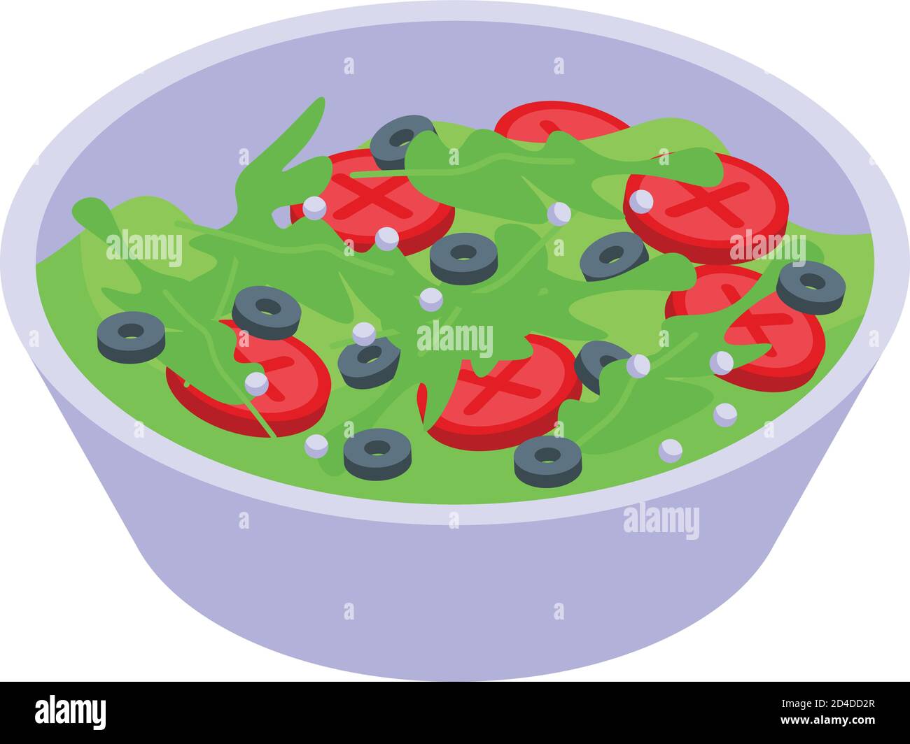 Arugula salad bowl icon, isometric style Stock Vector