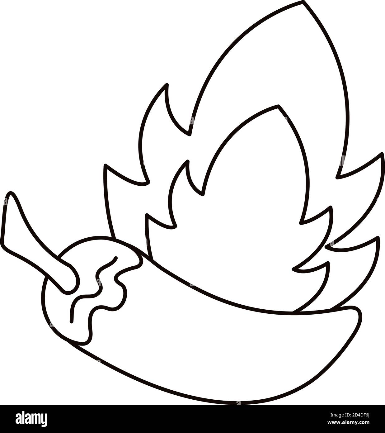 chili pepper hot vegetable on fire line style icon vector illustration ...