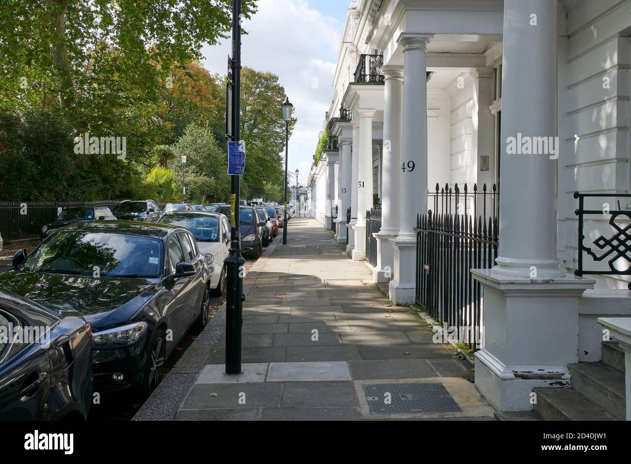 Street scene, Onslow Square, South Kensington, West London, UK Stock Photo