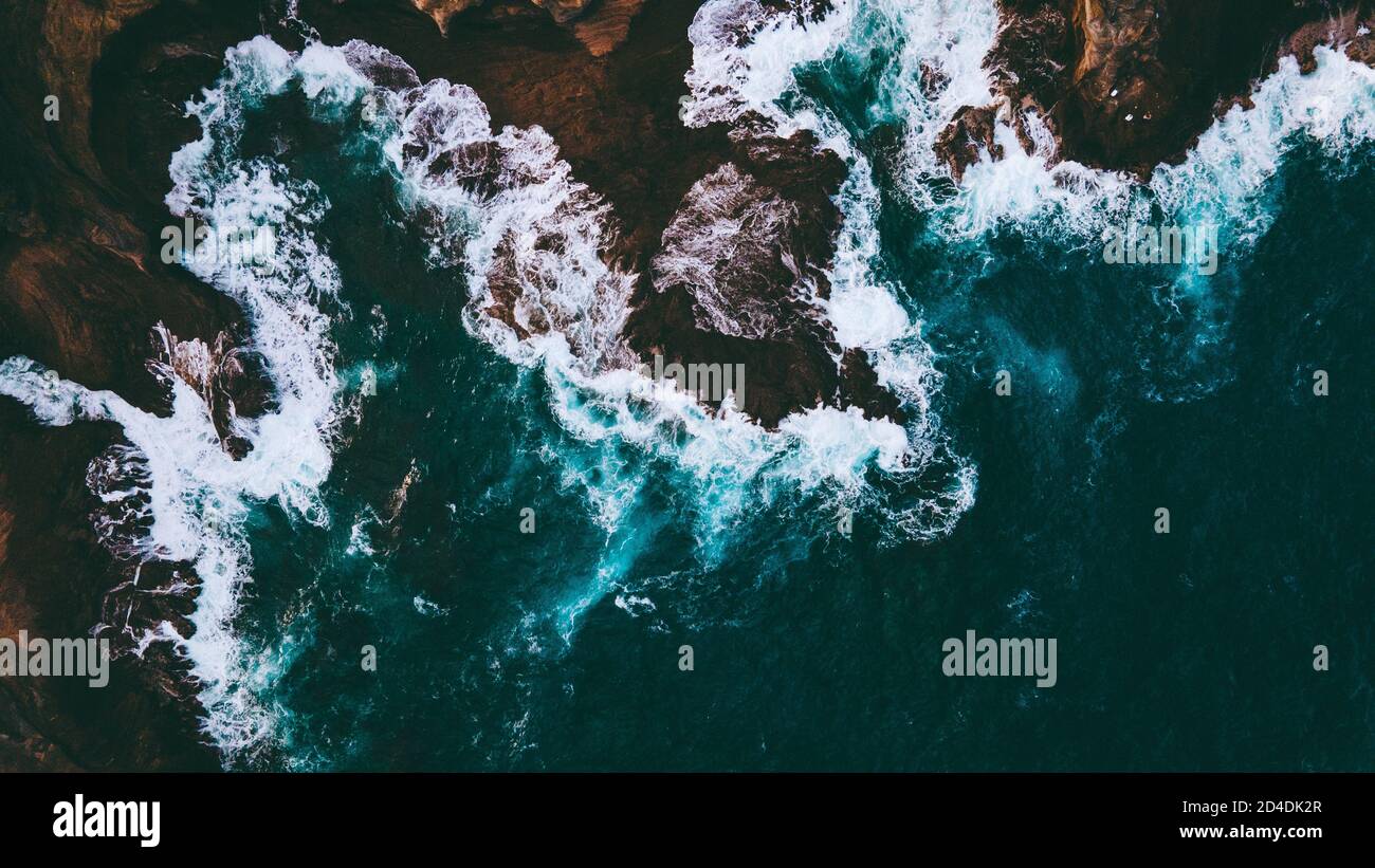 Aerial of waves and reefs, Oahu, Hawaii Stock Photo - Alamy