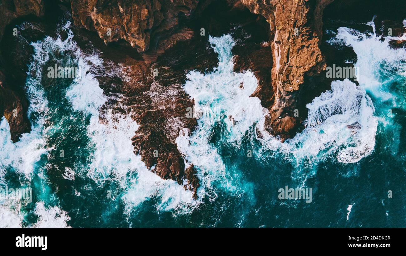 Aerial of waves and reefs, Oahu, Hawaii Stock Photo - Alamy