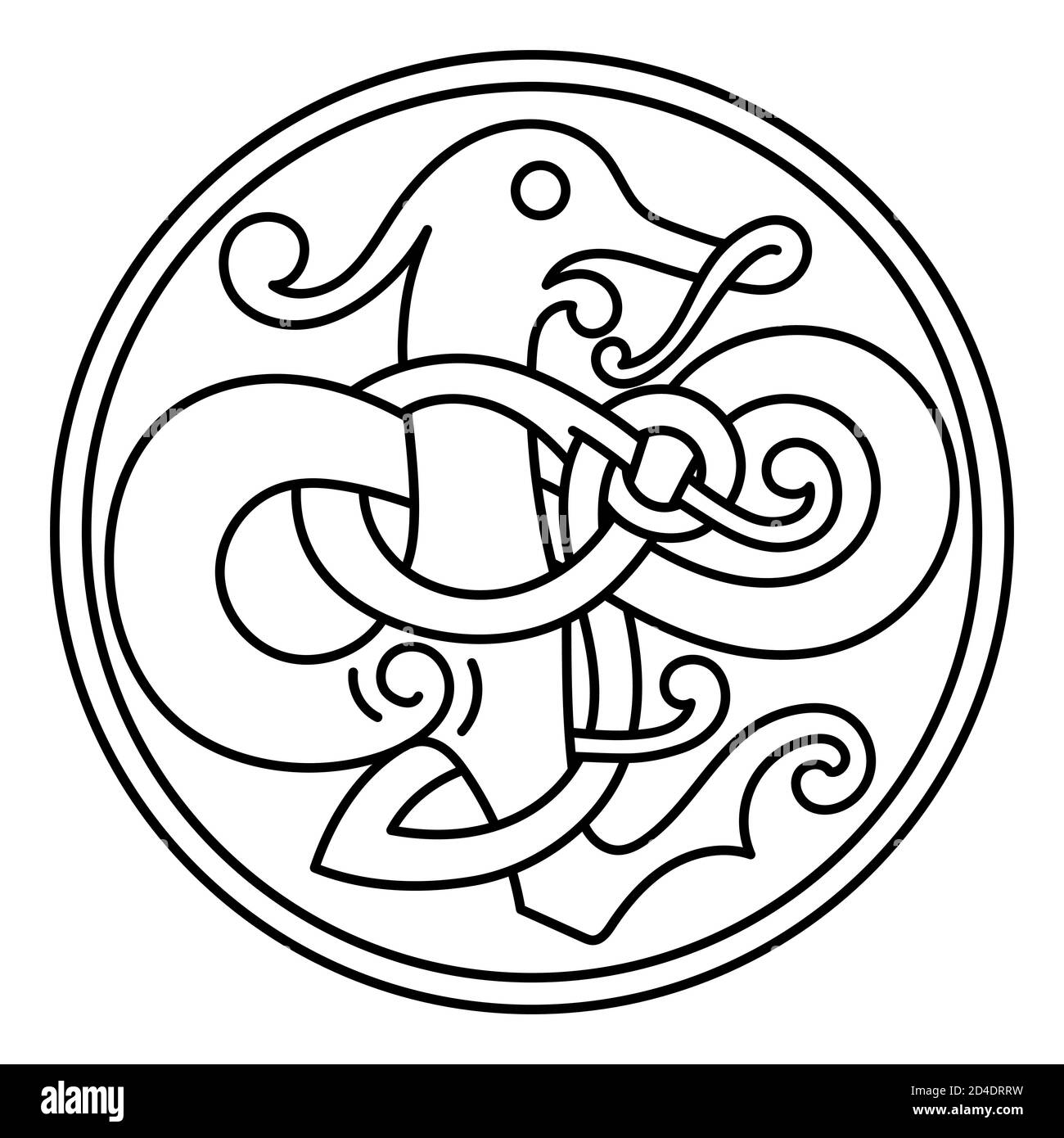 Vintage Dragon. Illustration in the Scandinavian Celtic style Stock Vector