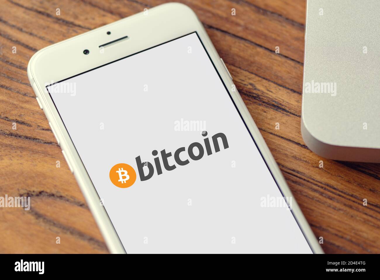 Guilherand-Granges, France - October 09, 2020. Smartphone with Bitcoin logo. Cryptocurrency. Decentralized digital currency. Stock Photo